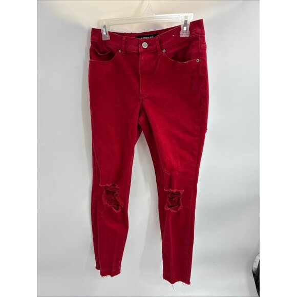Express Jeans Womens Red 4 High Rise Ankle Legging Stretch - Picture 1 of 7